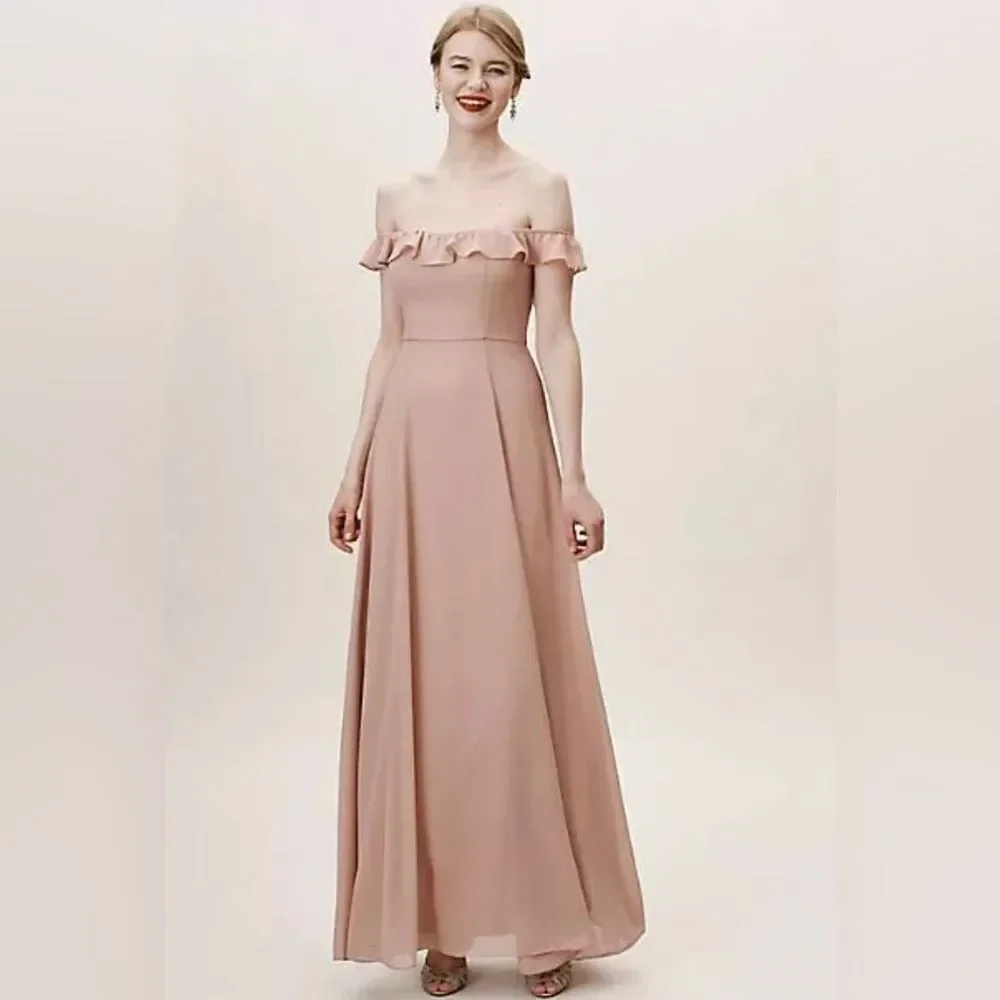 BHLDN Macau Ruffle Sleeve Apricot Bridesmaid Dress Pink Size 4 NEW NWT